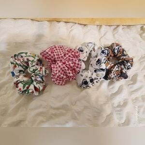 Colorful Print Patterned Scrunchies Set Of 4
